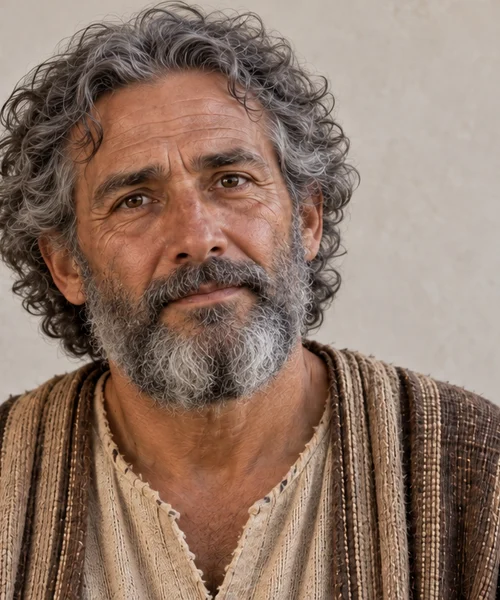 Artistieke voorstelling van een oudere Asaf